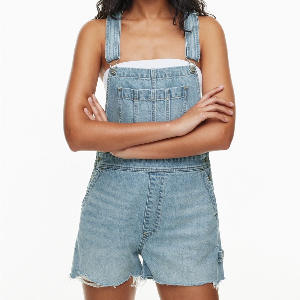 Aritzia Light Blue Denim Short Overalls